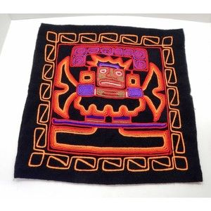 Tiki Totem Islander Tropical Knit Pillow Cover Black 17x17 Orange Red Purple